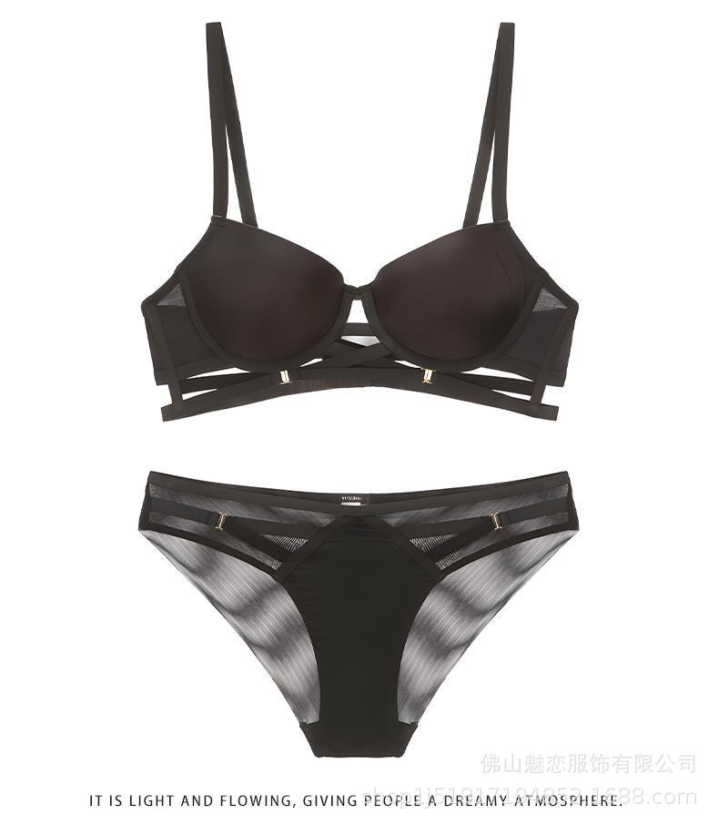Cross-Border European and American Sexy Lingerie for Women, Cross-Strap Seamless Bra, Large Bust Minimizer, Anti-Sagging Bra Set