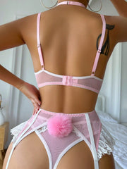 Sexy Lingerie 5-Piece Set - Ultra-Thin See-Through Mesh Lace & Maid Costume