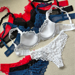 French Lace Bra Summer Thin Style Chest Enhancing Small Side Breast Collection Anti-Sagging Sexy Push-Up Bra Set Sexy Bra
