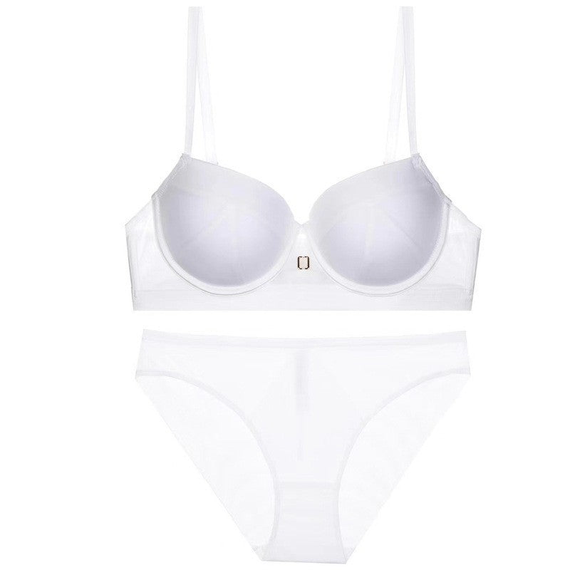 European and American Cross-Border Sexy Lingerie Seamless Half-Cup Small Chest Push-Up Bra Anti-Sagging Side Breast Collection Lift Bra Set