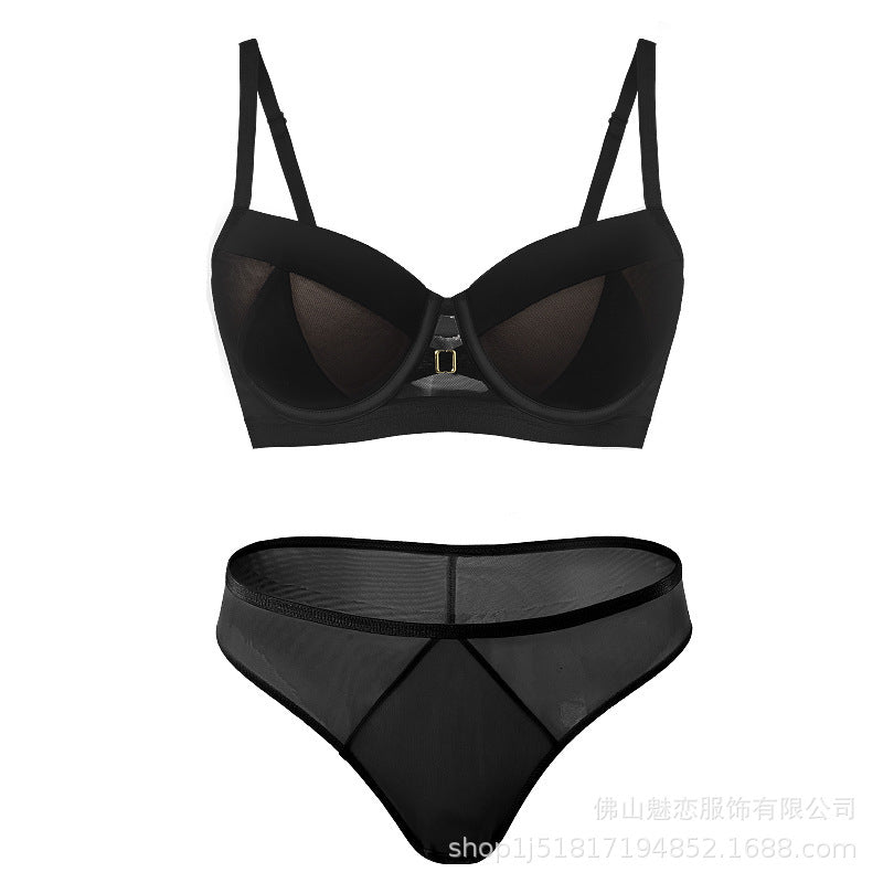 European and American Cross-Border Sexy Lingerie Seamless Half-Cup Small Chest Push-Up Bra Anti-Sagging Side Breast Collection Lift Bra Set