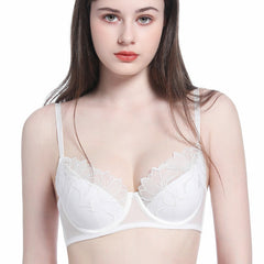 Cross-Border Sexy Lace Embroidery Underwear Summer Thin Cotton Large Bust Minimizing French Style Underwear Anti-Sagging Plus Size Bra