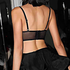 Cross-Border Sexy Lingerie for Women French Style Thin Cotton Smooth Mesh Fishbone Bra Set for Large Bust Minimizing Anti-Sagging Bra Set