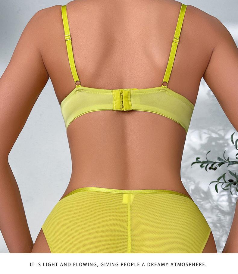 Cross-Border European and American Style French Bra for Women, Mesh Smooth Lace Sexy Lingerie, Large Bust Minimizer, Anti-Sagging Bra Set