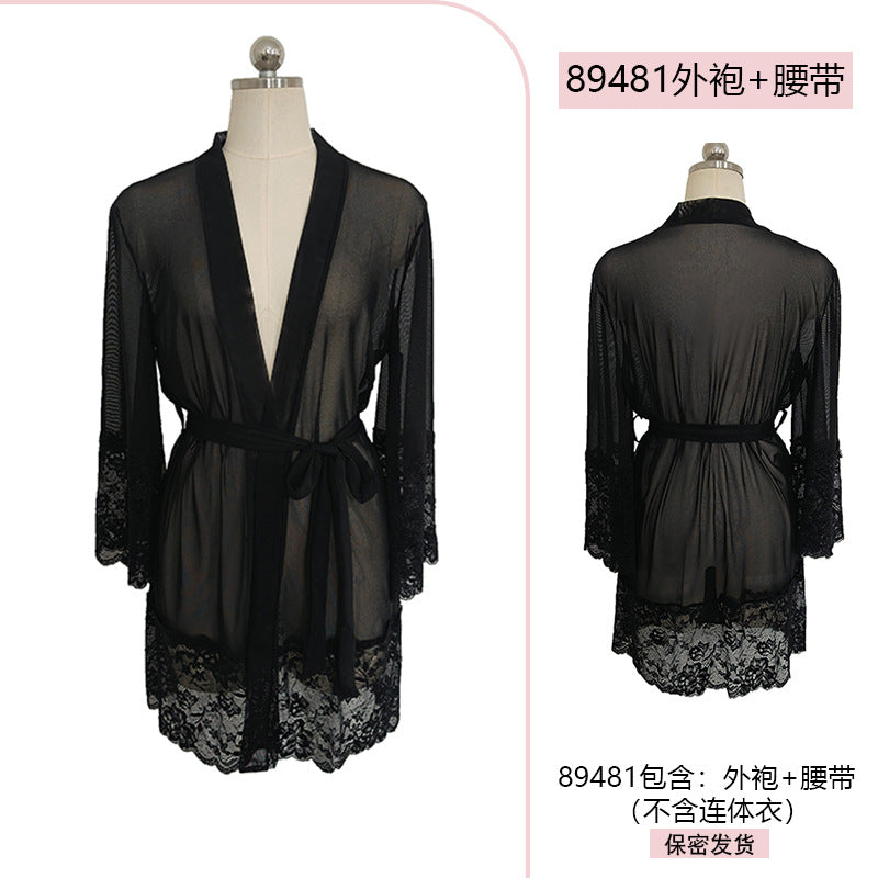 Yiyue Original Sexy Lingerie Sexy Bodysuit Women Lace Temptation Pajamas No Need to Take Off Bed Battle Robe Set8948