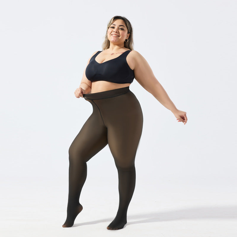 One-line Crotch Dyed Black Sheer Pantyhose European and American Cross-border E-commerce Amazon TK Plus Size Transparent Base Layer Leggings