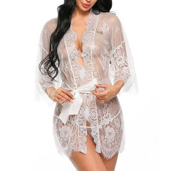 New Style Sexy Lingerie Transparent Mesh Lace Nightdress Uniform Temptation Bathrobe