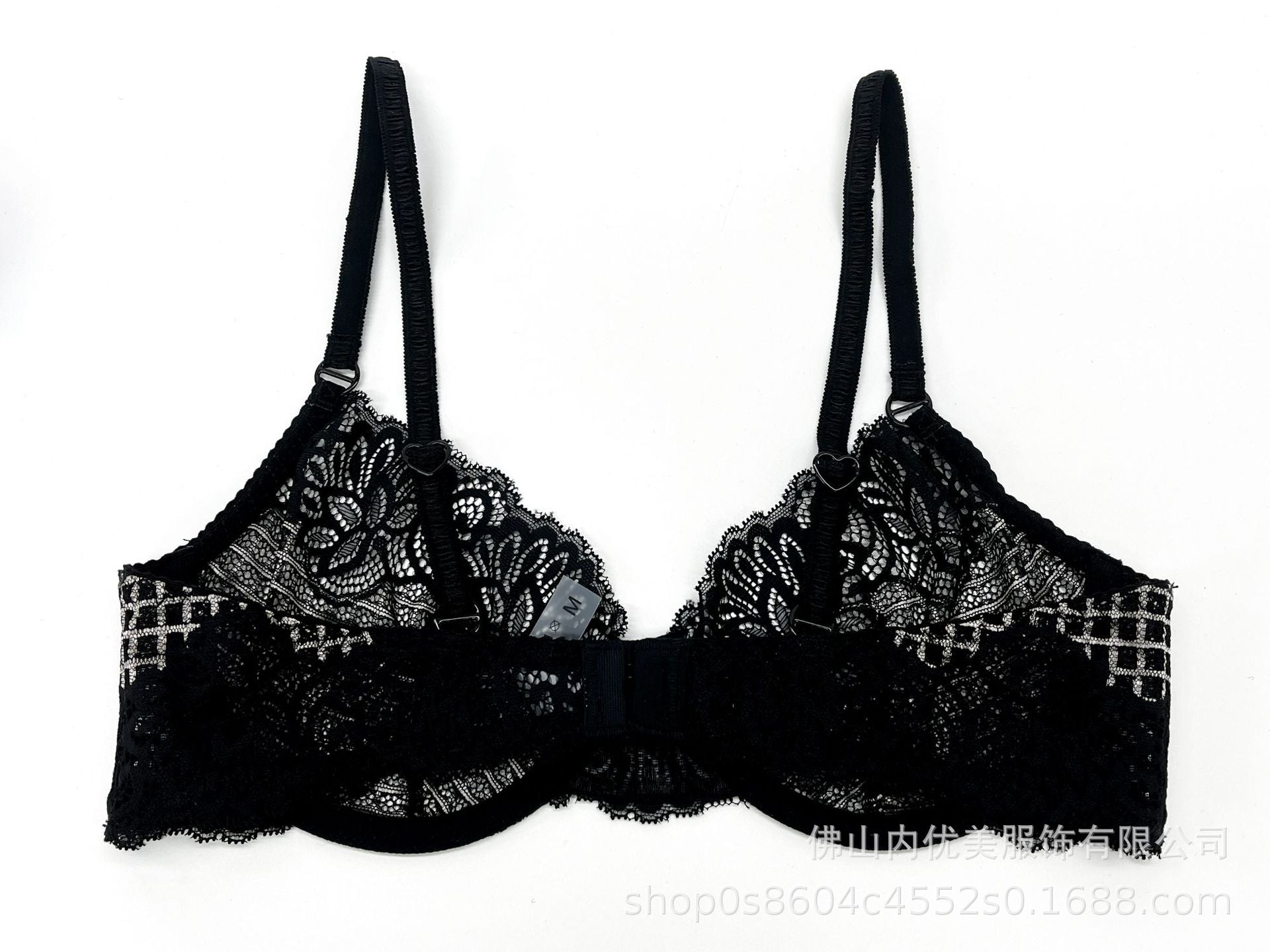Cross-Border European and American Style French Lingerie Sexy Ultra-Thin Plaid Lace Bra Large Bust Minimizer Sexy Lingerie Set