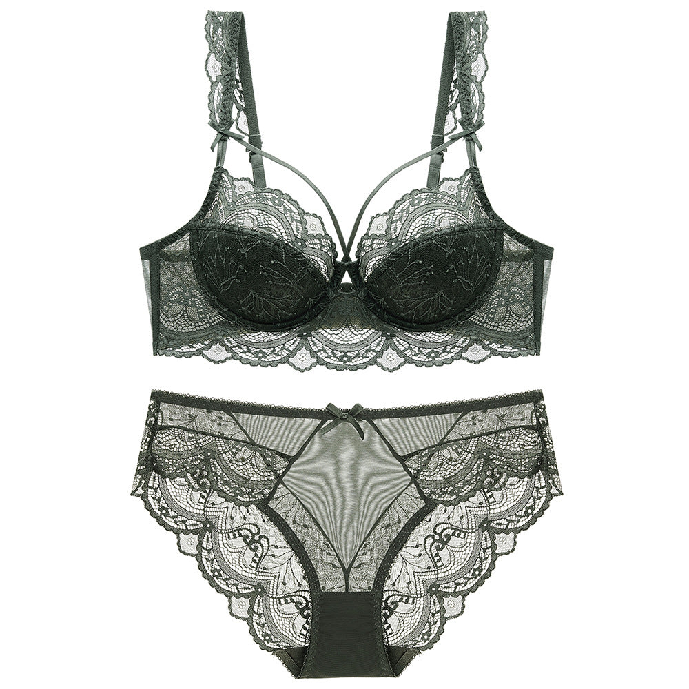 Women's Underwear Large Bust Minimizer Bra Set Sexy Lace Thin Bra Bra