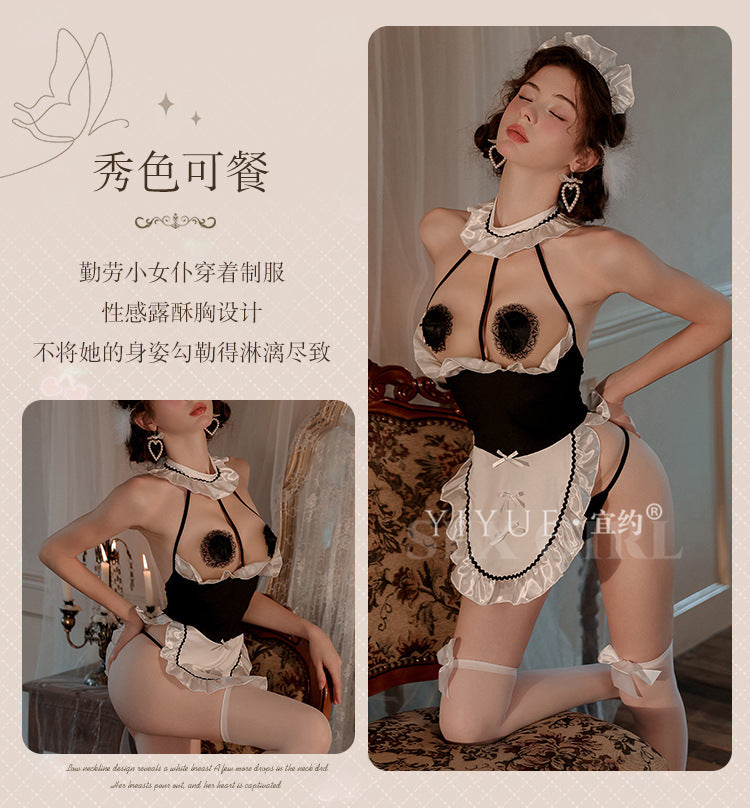 Yiyue Sexy Lingerie Hot Maid Plus Size Uniform Temptation Set Hot Girl Maid Battle Robe Pajamas1033