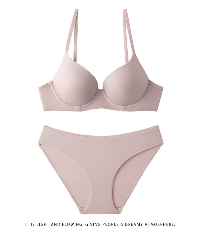 Cross-Border Sexy Seamless Underwear Thin Front Closure Soft Underwire Bra Small Chest Push-Up Anti-Sagging Underwear Set