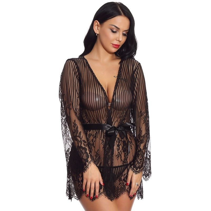 New European and American Style Sexy Lingerie Foreign Trade Amazon Supply Sexy Home Sleepwear Bathrobe Direct from Manufacturer