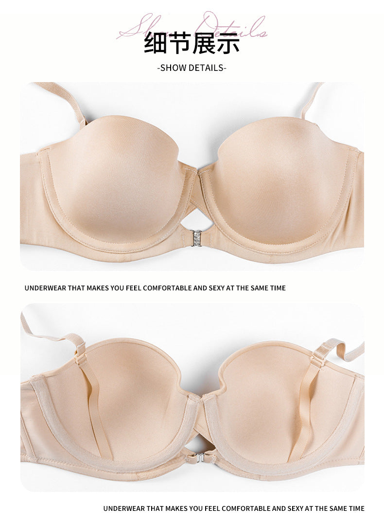 Summer Sexy Lingerie Thin Smooth Strapless Seamless Bra Large Bust Minimizer Anti-Sagging Plus Size Bra Set