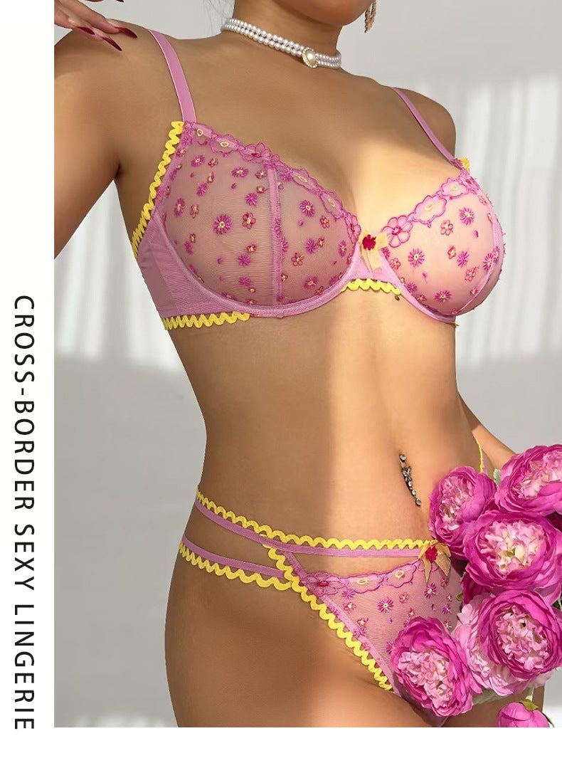 Cross-Border AliExpress Sexy Lingerie French Ultra-Thin Embroidered Lace Bra Large Bust Minimizer Plus Size Bra