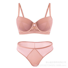 European and American Cross-Border Sexy Lingerie Seamless Half-Cup Small Chest Push-Up Bra Anti-Sagging Side Breast Collection Lift Bra Set