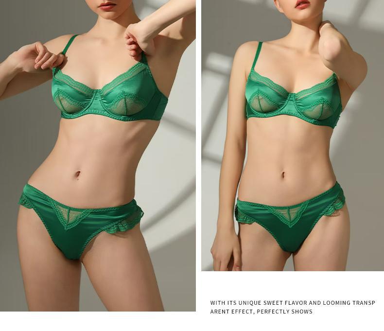 European and American Cross-Border Sexy French Lingerie Women Satin Lace Bra Large Bust Minimizer Anti-Sagging Lingerie Set