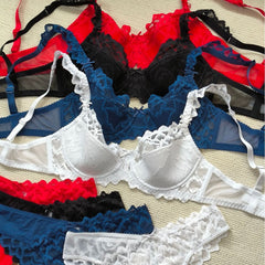 French Lace Bra Summer Thin Style Chest Enhancing Small Side Breast Collection Anti-Sagging Sexy Push-Up Bra Set Sexy Bra