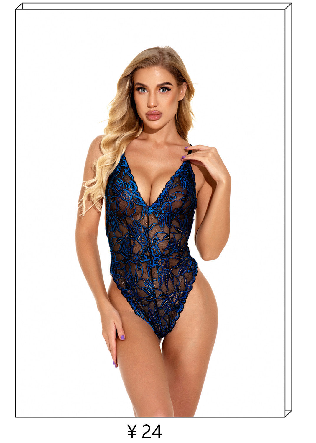 Foreign Trade Amazon Source Plus Size Sexy Lingerie Chemise Lace Strap Nightdress See-through Tight-fitting Erotic Flirting