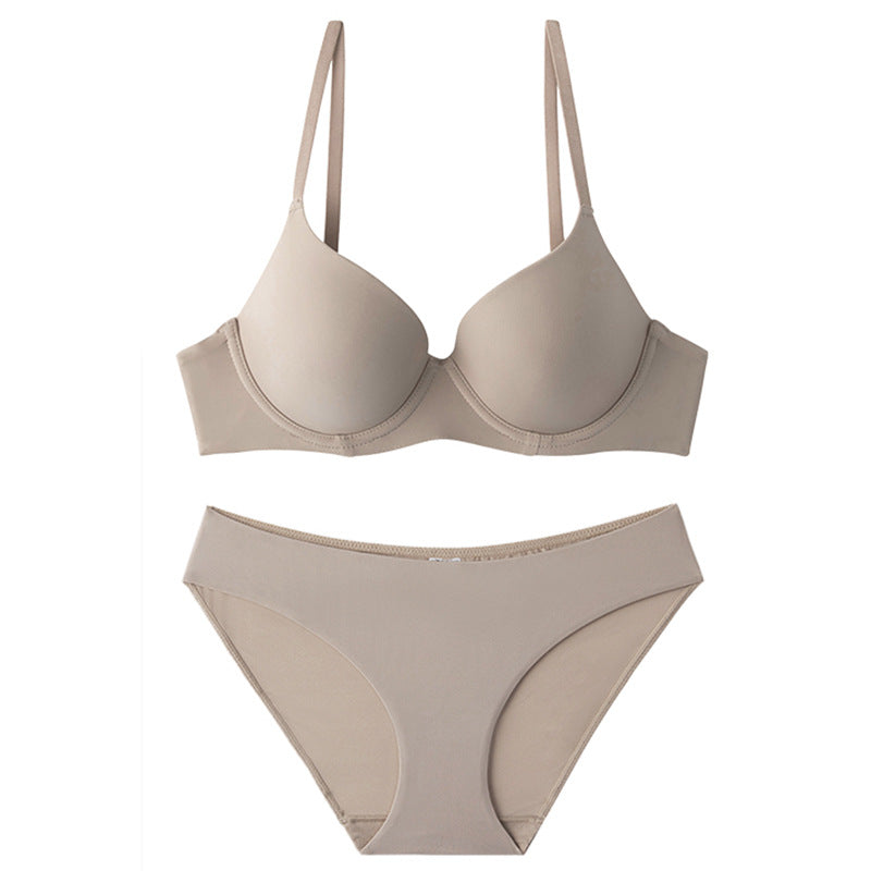 Cross-Border Sexy Seamless Underwear Thin Front Closure Soft Underwire Bra Small Chest Push-Up Anti-Sagging Underwear Set