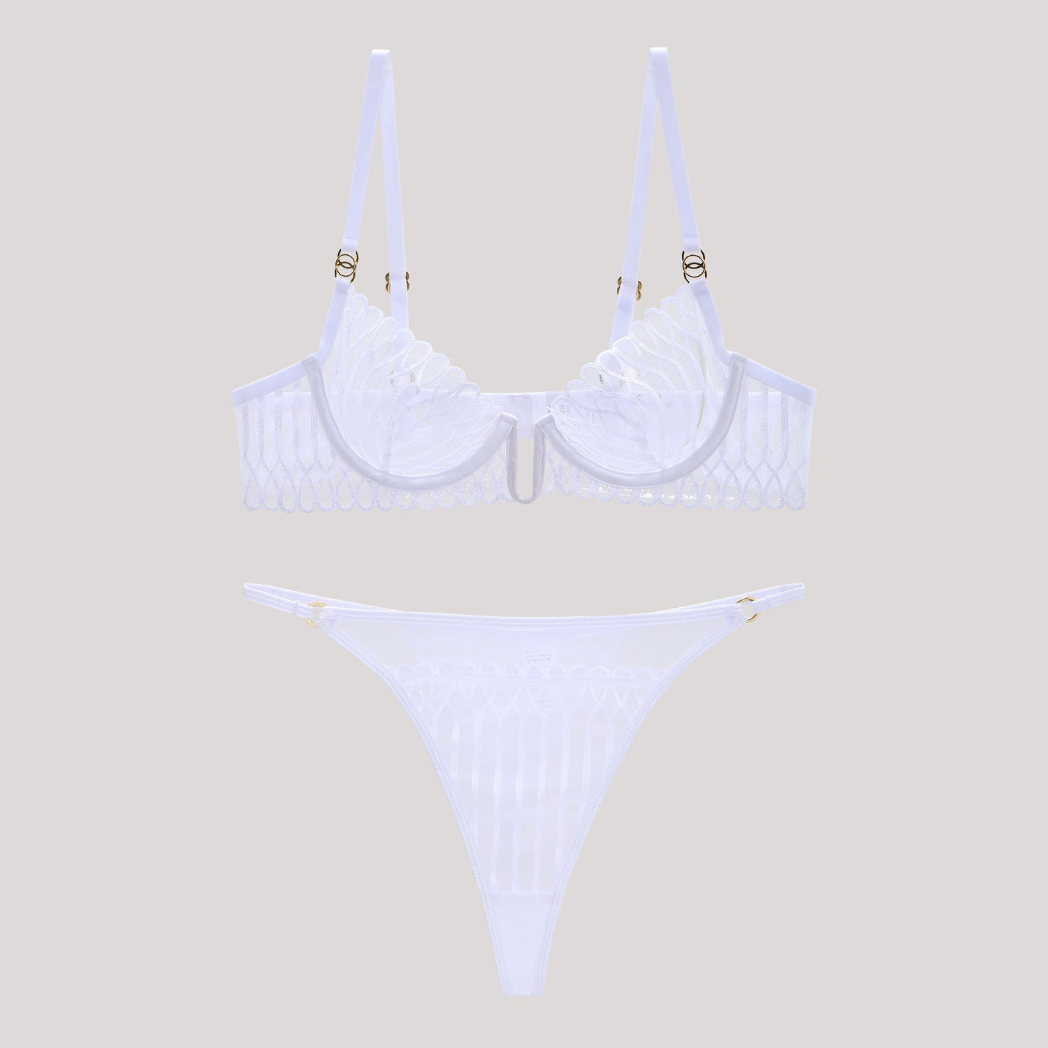 Cross-border European and American Sexy Lingerie for Women Ultra-thin Deep U Shell-Shaped Embroidery Large Bust Minimizing Anti-Sagging Lift Bra Set