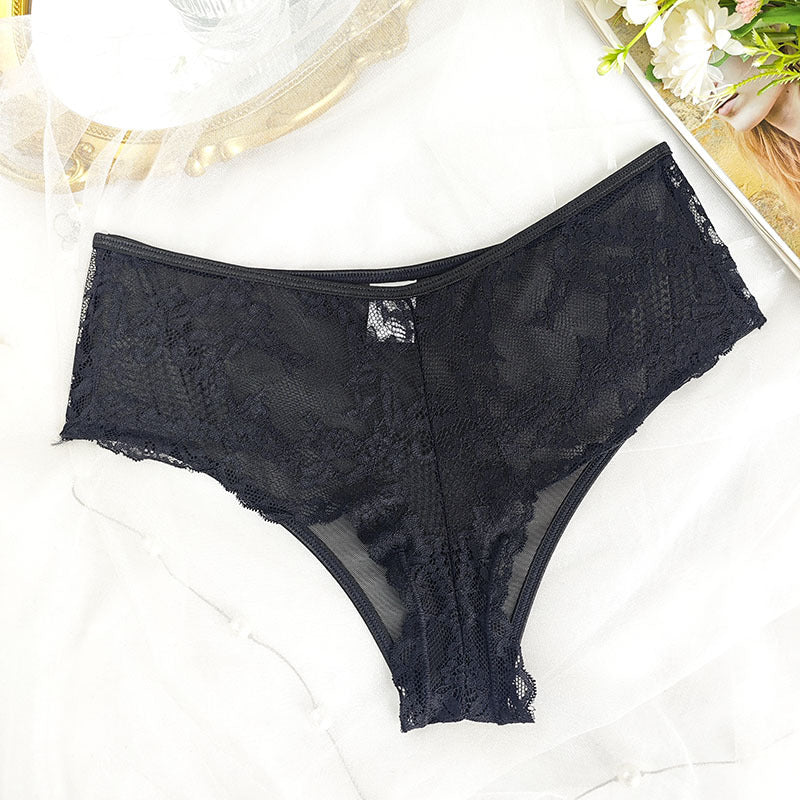 2025European and American Amazon Sexy Lingerie Lace See-through Temptation Push-up Bra Thong Two-piece Set