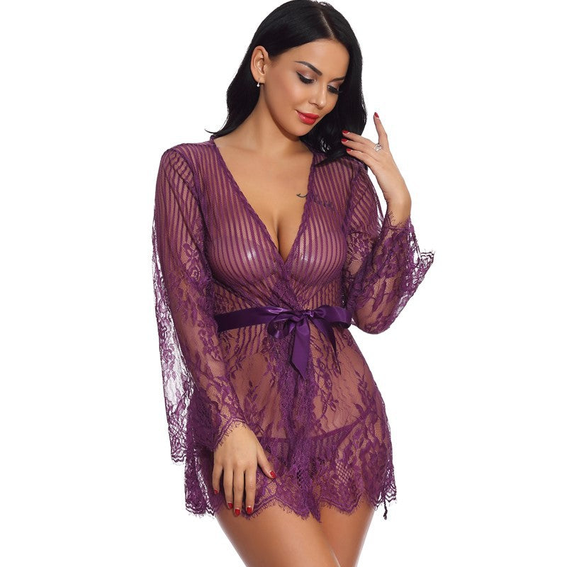 New European and American Style Sexy Lingerie Foreign Trade Amazon Supply Sexy Home Sleepwear Bathrobe Direct from Manufacturer