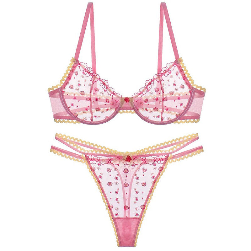 Cross-Border AliExpress Sexy Lingerie French Ultra-Thin Embroidered Lace Bra Large Bust Minimizer Plus Size Bra