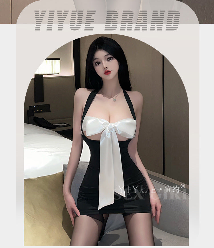 Yiyue Sexy Lingerie Pure Desire Bodycon Dress Halter Neck Hot Secretary OL No-Need-to-Remove Uniform Temptation Pajamas8915