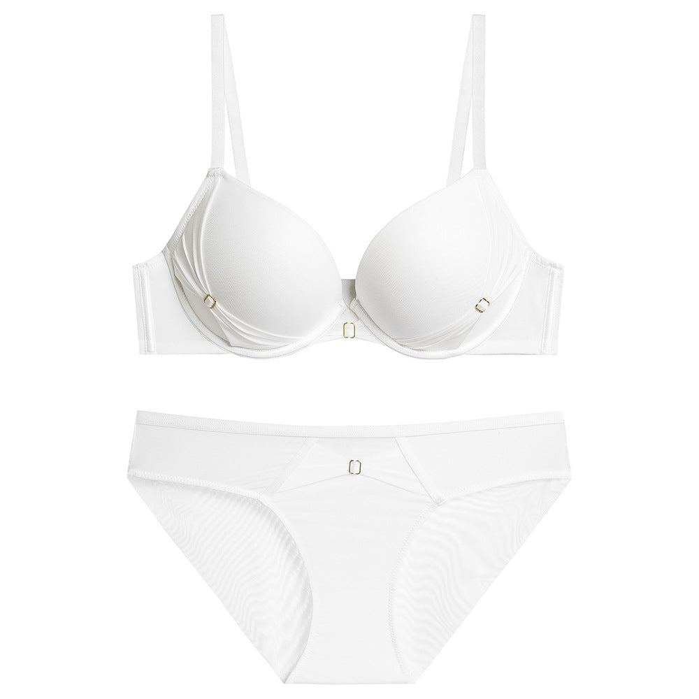 Cross-Border European and American Style French Bra for Women, Mesh Smooth Lace Sexy Lingerie, Large Bust Minimizer, Anti-Sagging Bra Set