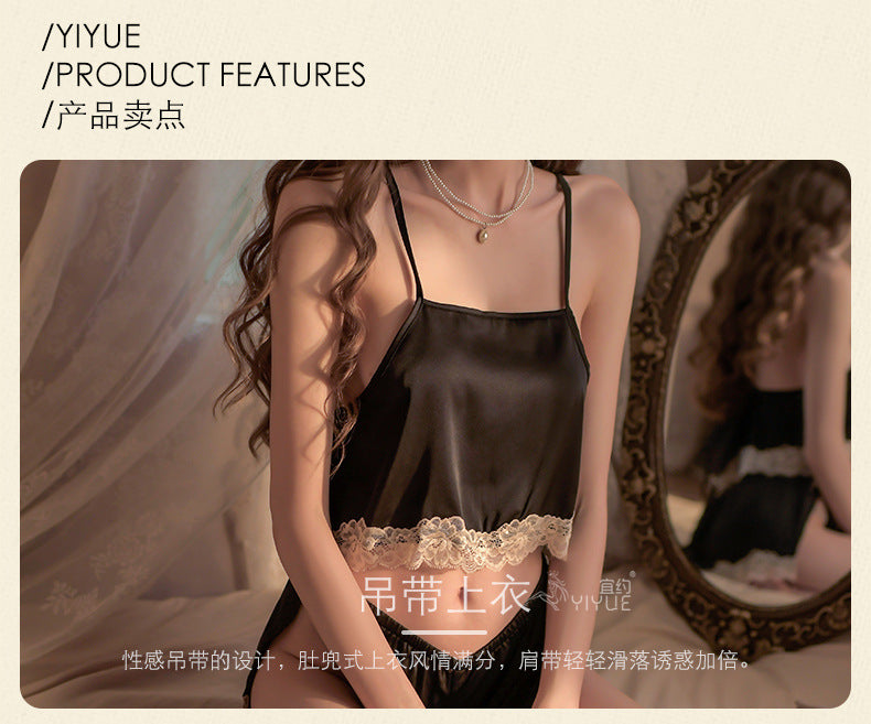 Yiyue New Sexy Camisole Nightdress Thin Lace See-through Temptation Camisole Shorts Women's Homewear Set8317