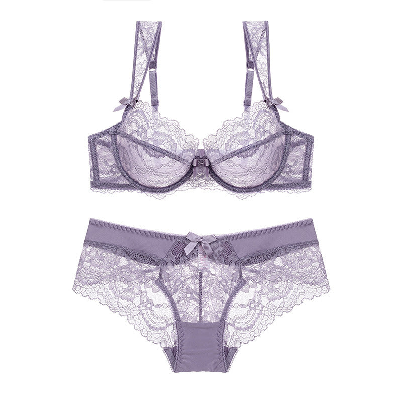 Manufacturer Wholesale Dropshipping Lace Ultra-thin Transparent Women's Bra Set Sexy Bra Breathable Underwear Set
