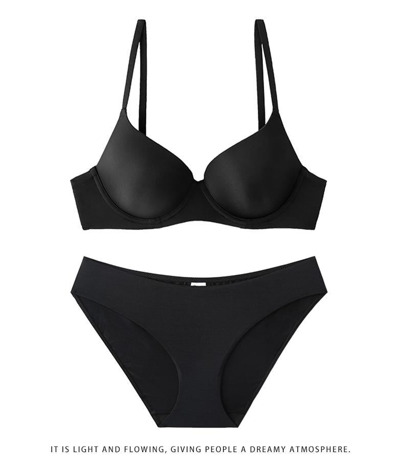 Cross-Border Sexy Seamless Underwear Thin Front Closure Soft Underwire Bra Small Chest Push-Up Anti-Sagging Underwear Set