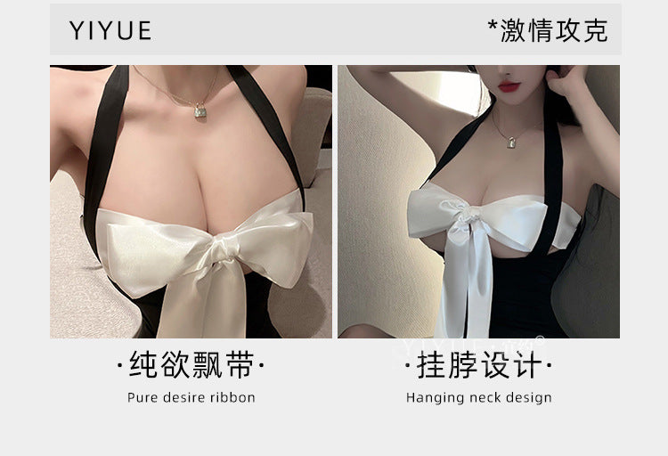 Yiyue Sexy Lingerie Pure Desire Bodycon Dress Halter Neck Hot Secretary OL No-Need-to-Remove Uniform Temptation Pajamas8915