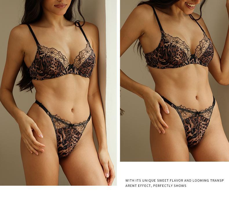 European and American Cross-Border Sexy Lingerie French Style Sexy Lace Bra Satin Color Large Bust Minimizer Push-Up Bra Set