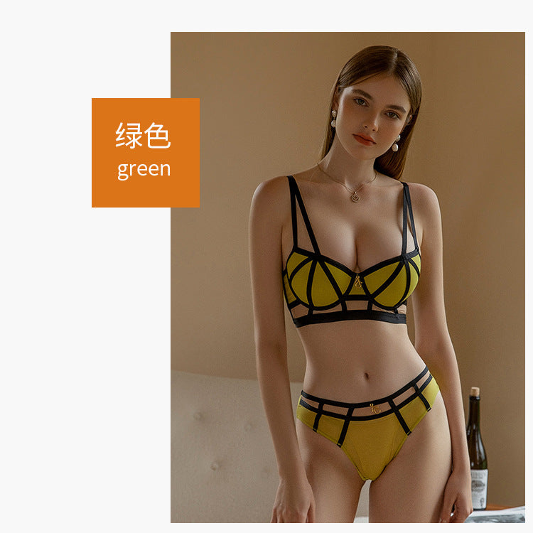 23New Sexy Underwire Winter Lace-Up Upgraded Women's Thin Top Thick Bottom Bra Color-Block Beauty Bra Set