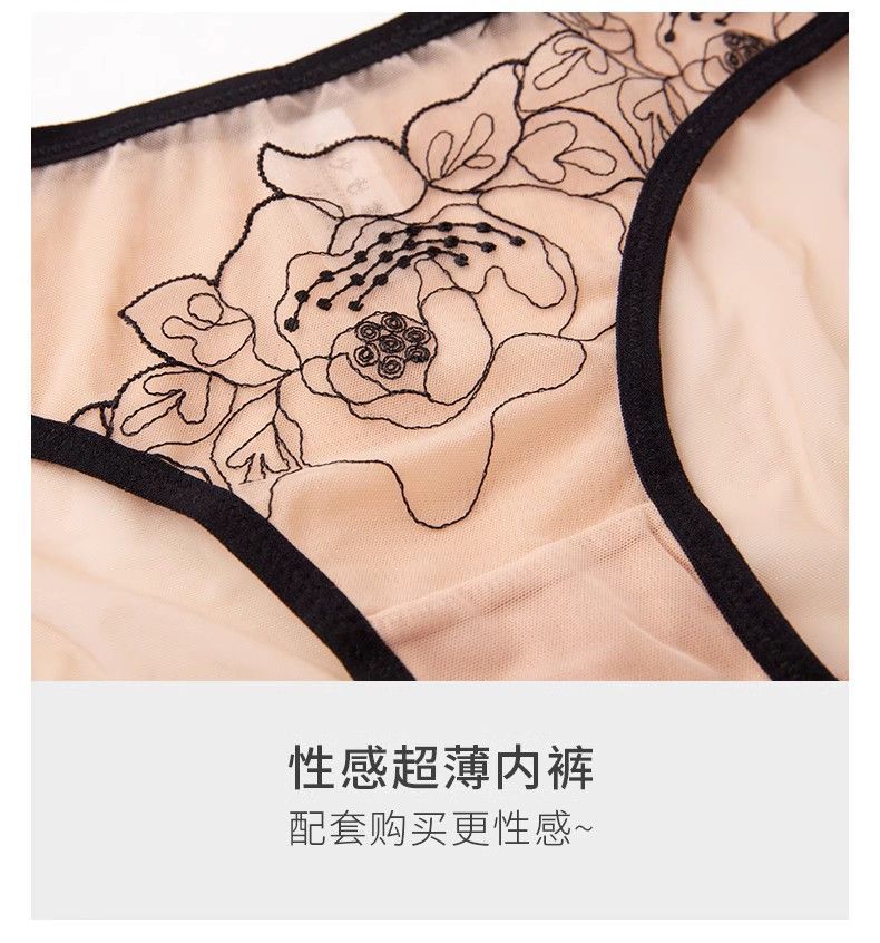 New French Style Sexy Lingerie for Women Lace Embroidery Ultra-thin Semi-transparent Hot Pure Desire Style Temptation Bra Set