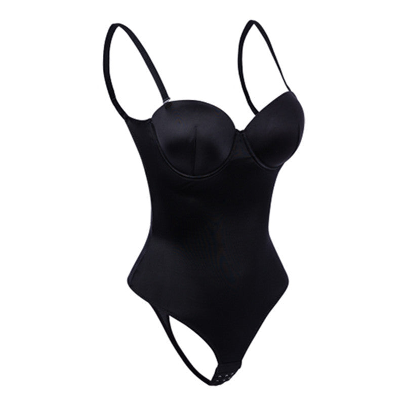 European and American Style Tight-Fitting Bodysuit Deep V Backless Tummy Control Invisible Strap Bra Shapewear Evening Dress Body Shaper