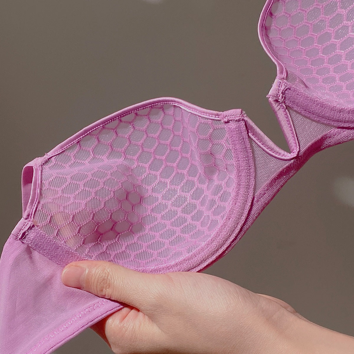 Cross-Border European and American Sexy Lingerie Set Ultra-Thin Honeycomb Pattern Soft Underwire Bra Large Bust Minimizer Anti-Sagging Bra for Women