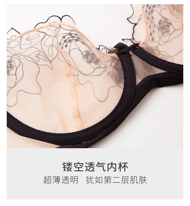 New French Style Sexy Lingerie for Women Lace Embroidery Ultra-thin Semi-transparent Hot Pure Desire Style Temptation Bra Set