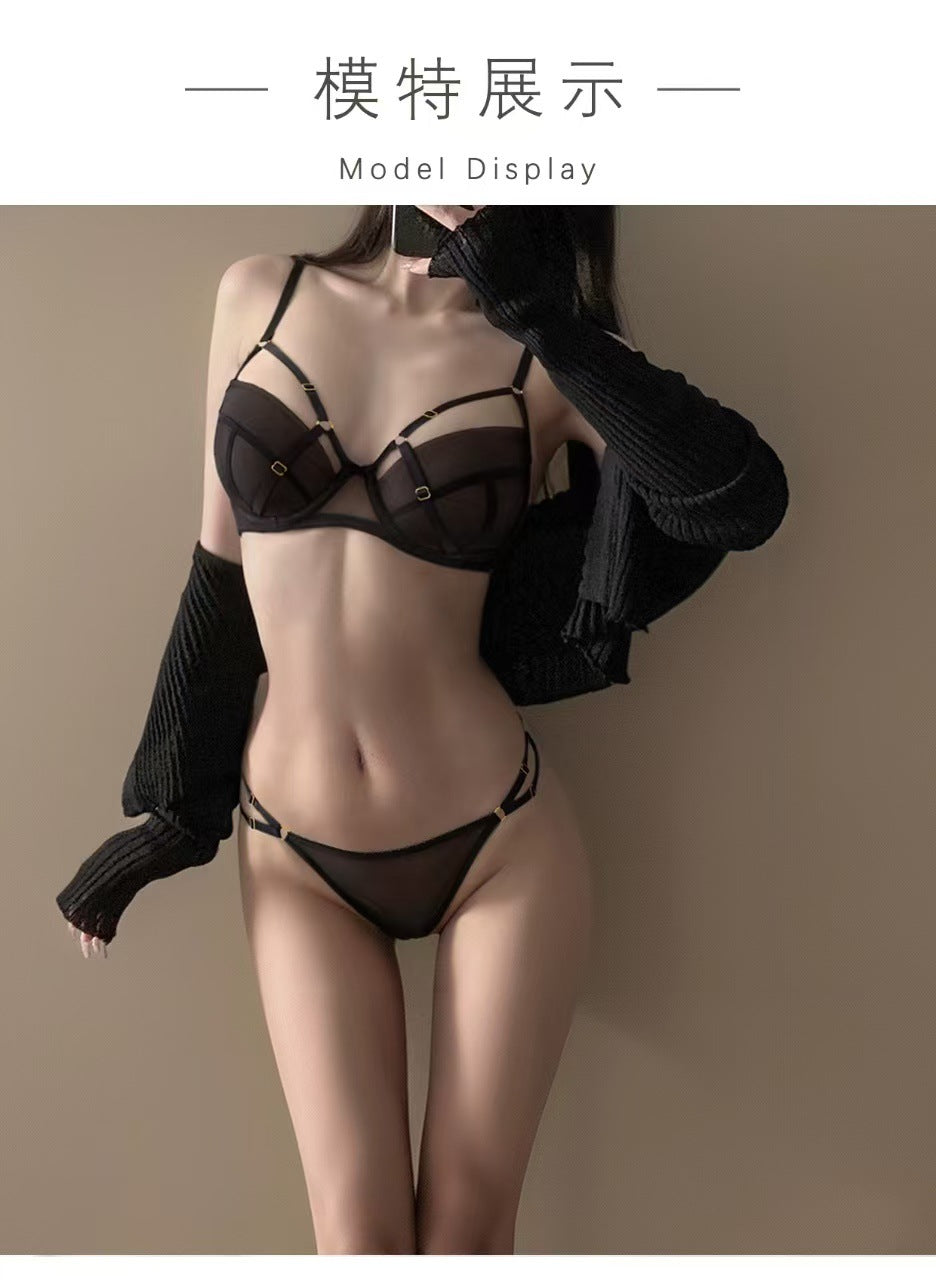 Cross-border new arrival Bra Sexy Lingerie Thin Top Thick Bottom Bra Strap Push-Up Gathered Bra Women's Suit