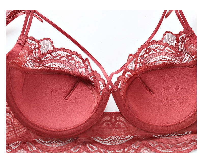 Women's Underwear Large Bust Minimizer Bra Set Sexy Lace Thin Bra Bra