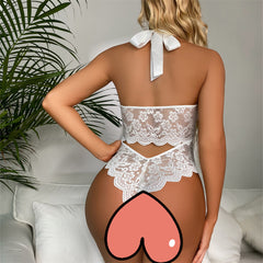 European and American Cross-Border Independent Station Deep V Lace Bodysuit Backless Strap Sexy Lingerie Women's One-Piece Set