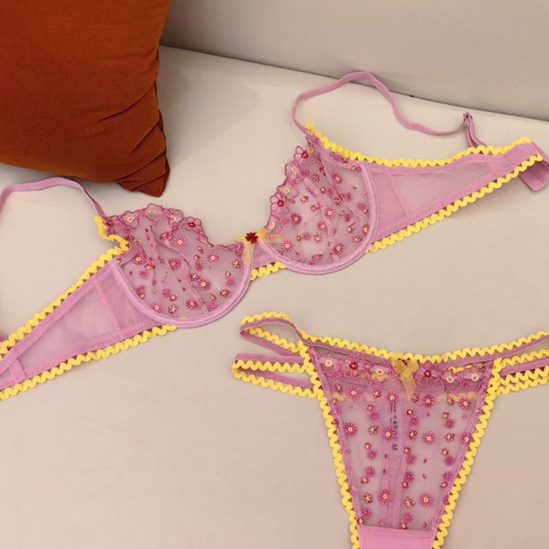 Cross-Border AliExpress Sexy Lingerie French Ultra-Thin Embroidered Lace Bra Large Bust Minimizer Plus Size Bra