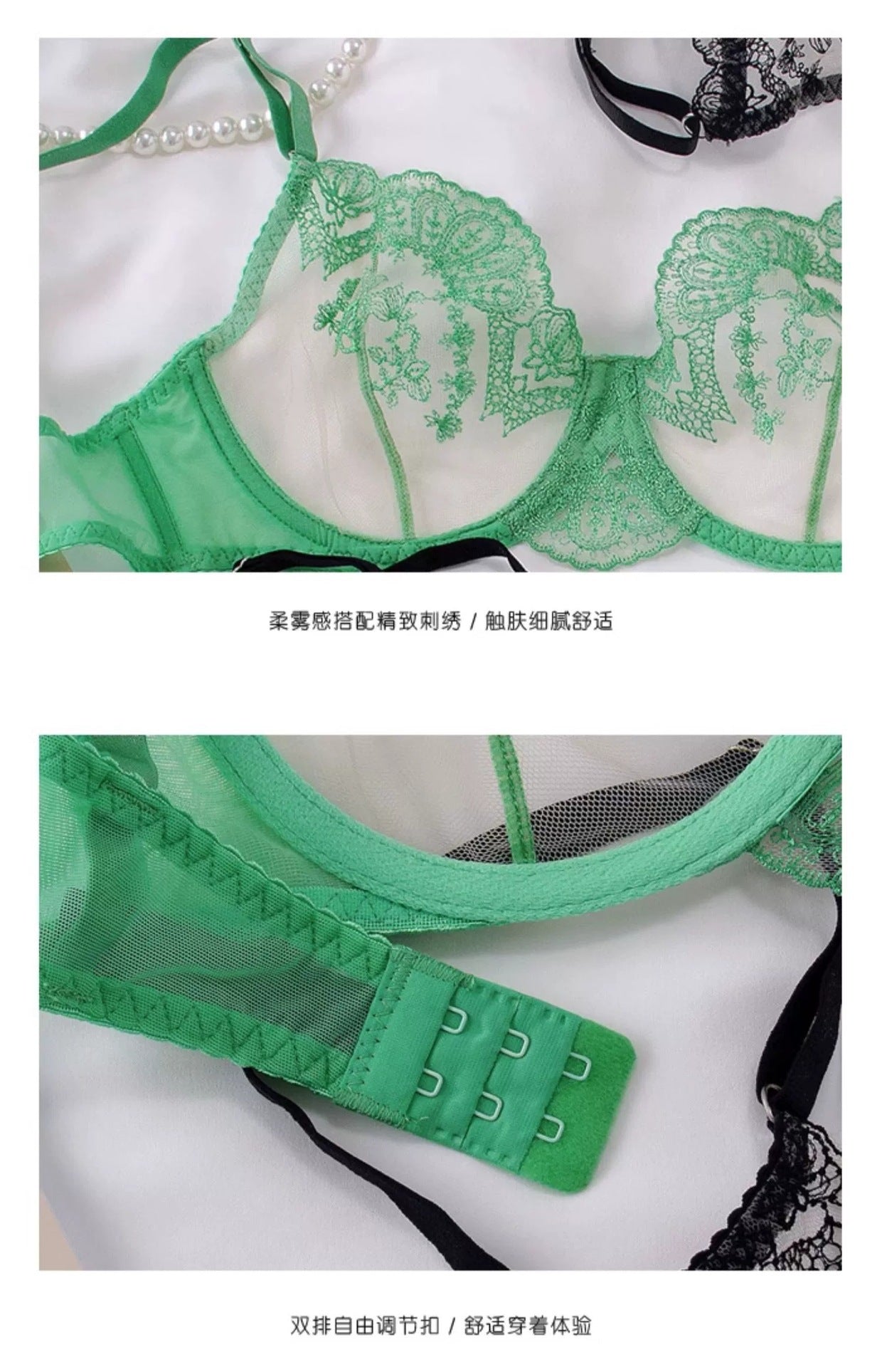 Cross-Border Hot-Selling Sexy French Lingerie Ultra-Thin See-Through Embroidered Lace Temptation Big Chest Minimizer Sexy Lingerie Set