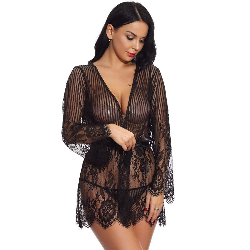 New European and American Style Sexy Lingerie Foreign Trade Amazon Supply Sexy Home Sleepwear Bathrobe Direct from Manufacturer