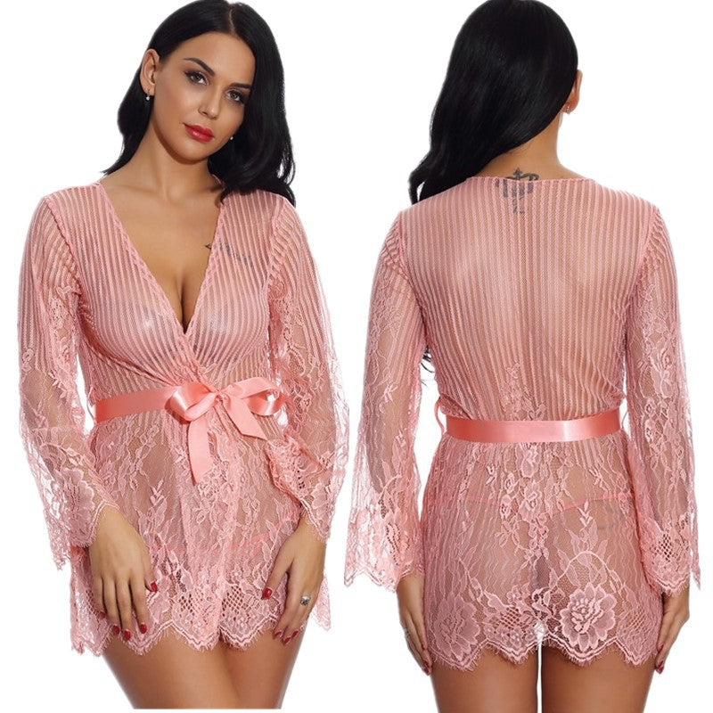 New European and American Style Sexy Lingerie Foreign Trade Amazon Supply Sexy Home Sleepwear Bathrobe Direct from Manufacturer