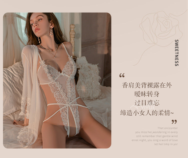 Yiyue Original Sexy Lingerie Sexy Bodysuit Women Lace Temptation Pajamas No Need to Take Off Bed Battle Robe Set8948