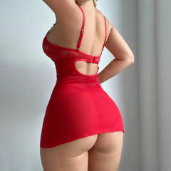 Cross-Border Foreign Trade Hot-Selling Sexy Lingerie Set Embroidered Lace See-Through Bodysuit Thong Two-Piece Set for Women