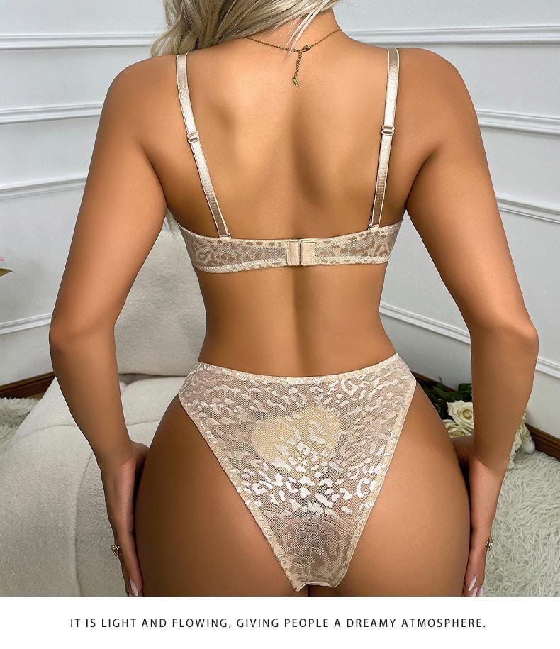 Sexy Lingerie U Leopard Print Backless Push-Up Bra for Large Busts, Minimizing and Anti-Sagging, Large Size Bra