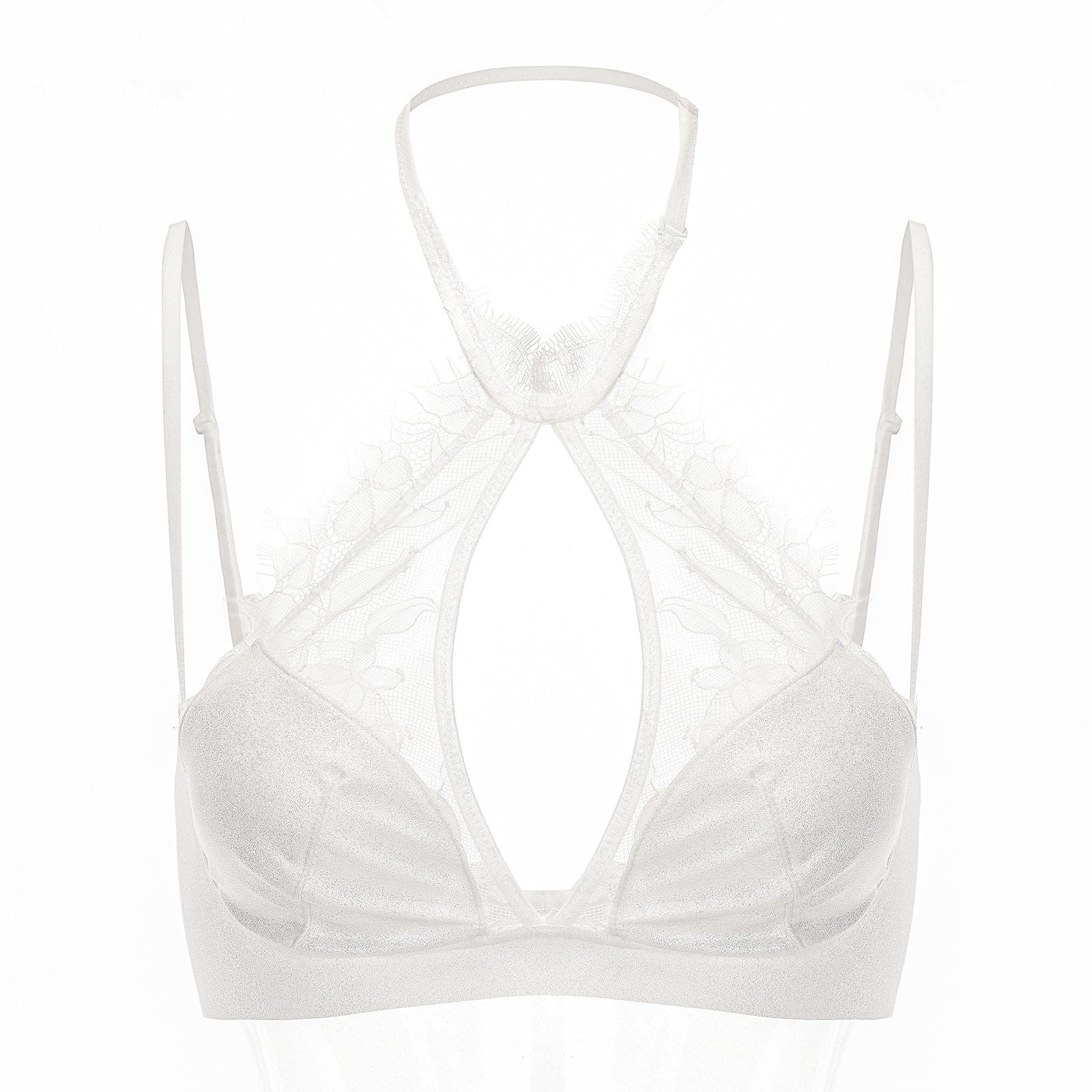 French Style Sexy Lingerie Summer Thin Halter Neck Lace Bra Vest Style Large Bust Minimizer Plus Size Bra